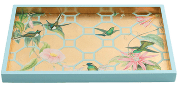 Caspari  Hummingbird Rec Tray Small Hummingbird Trellis 13.45"L x 9"W x 1"H